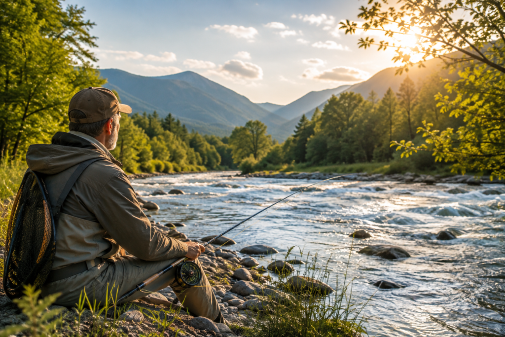 Fliegenfischer am Fluss entdeckt SoliSpot