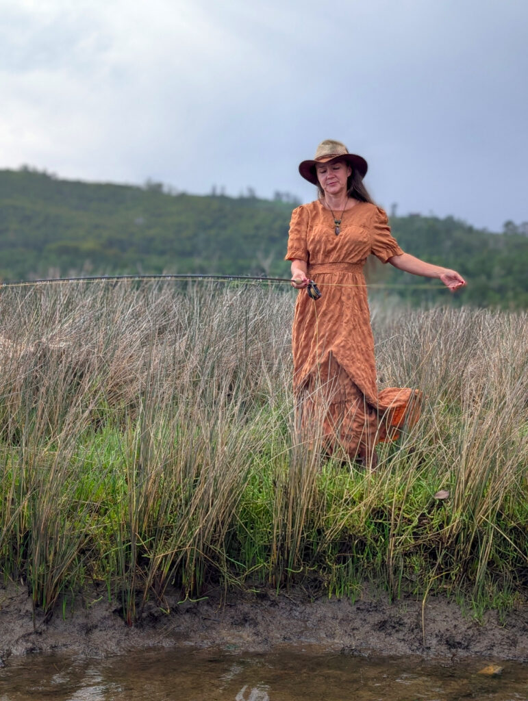Anna Fouracres fly fishing in South Africa